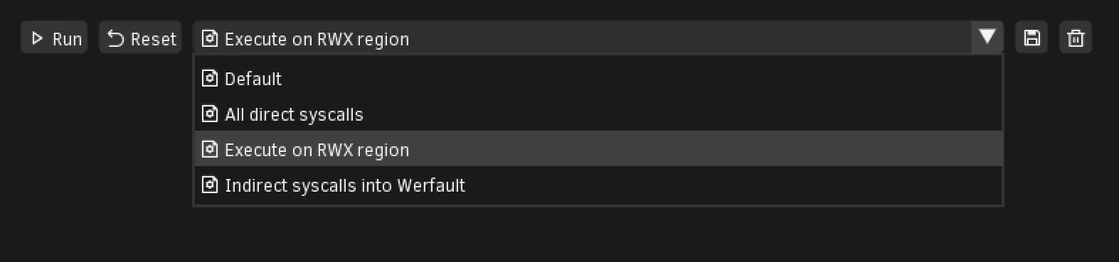 Saved configuration states for repeatable technique emulation